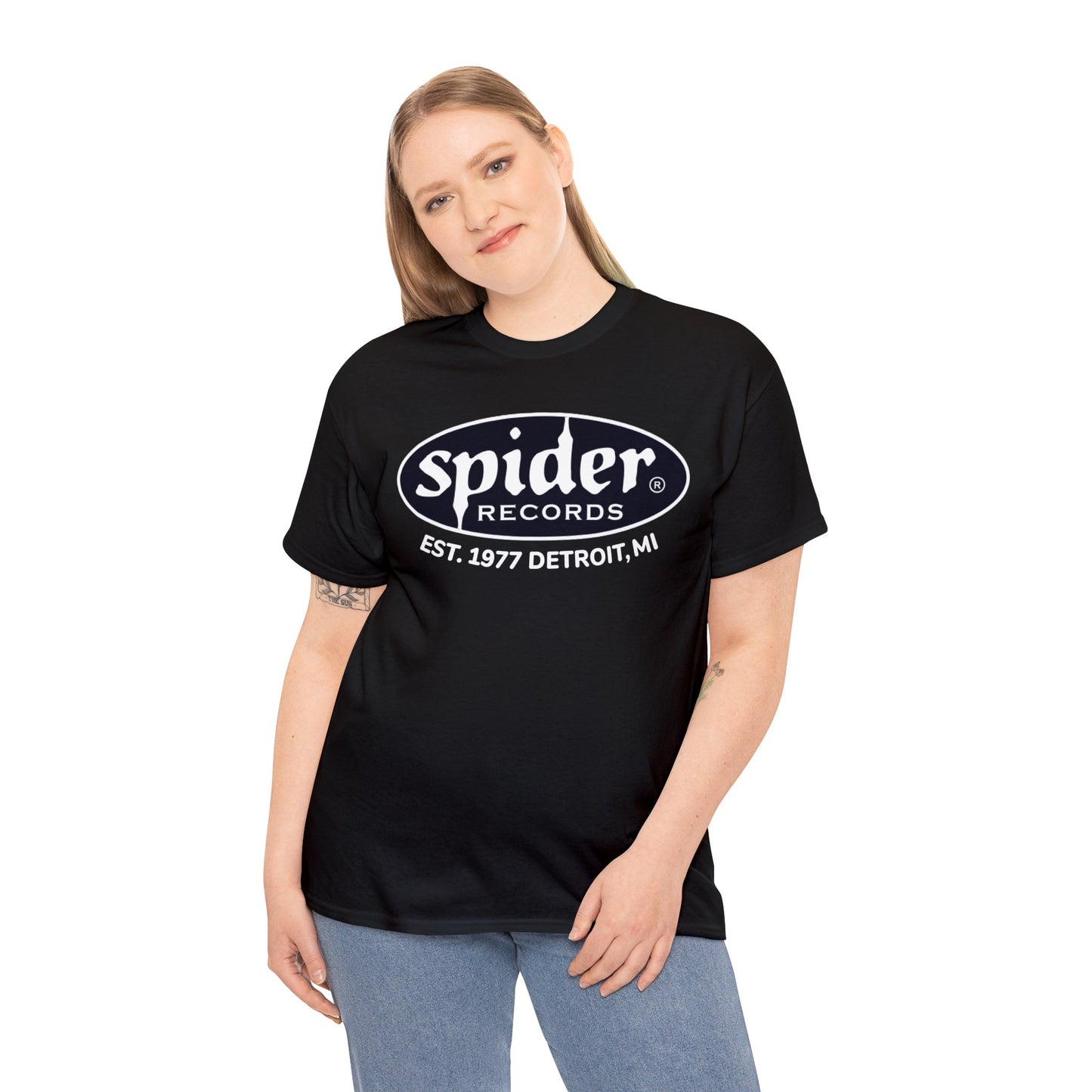 Iconic Spider Records Detroit Logo (Unisex Heavy Cotton Tee)